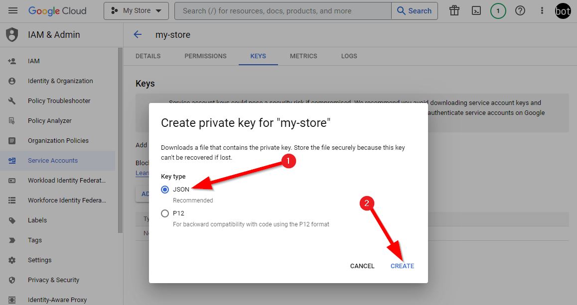 How To Get Json API Key In Google Cloud Console