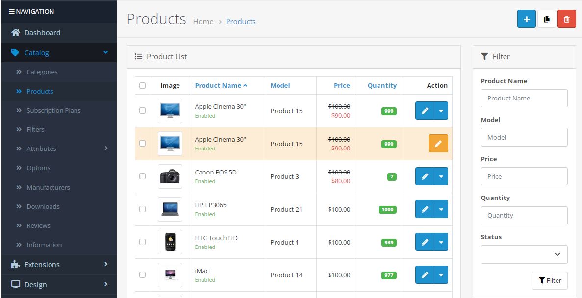 Products Opencart 4.0
