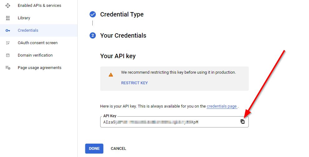 Create Youtube API key
