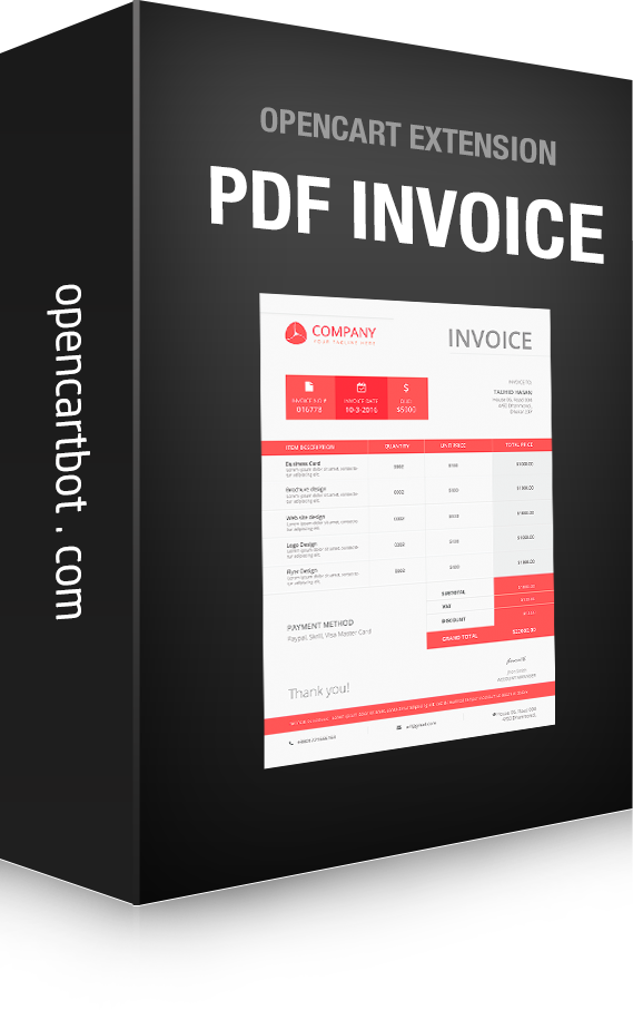 OpenCart Show pdf invoice on order